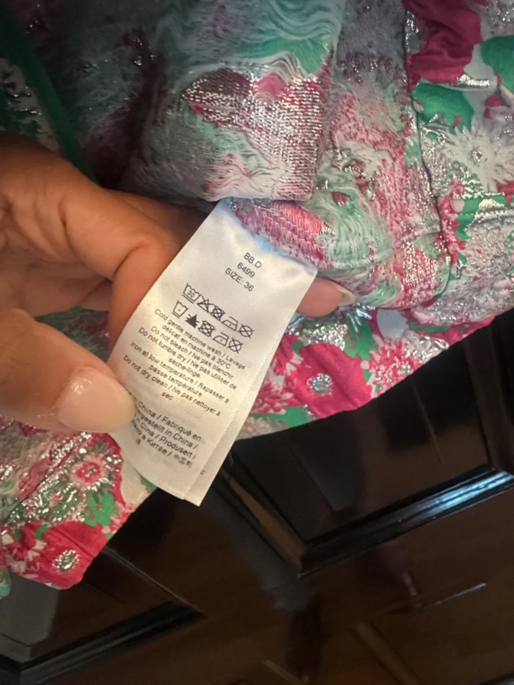 GANNI Pink & Green Floral Puff Sleeve Mini Dress - Picture 2 of 2
